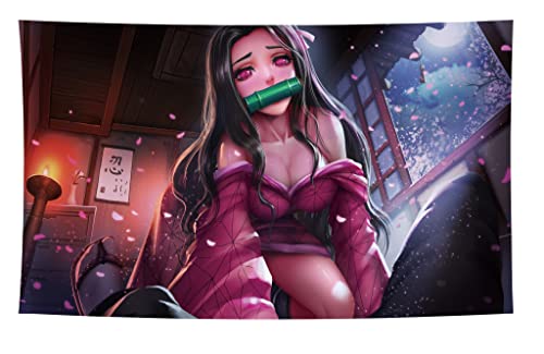 KARMA-X Großer 110x200CM Dämonen Slayer Anime XXL Wandteppich Wandbehang | Anime Manga Wandtuch Tuch Tapestry | Wanddeko für Wohnzimmer Geschenk ästhetisch | Nezuko von KARMA-X
