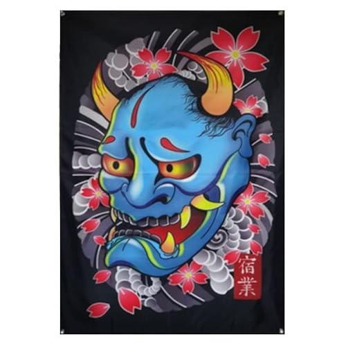 KARMA-X Großer 121x191CM Japanischer Hanya Dämon Wandteppich Wandbehang | Anime Manga Wandtuch Tuch Tapestry XXL | Wanddeko für Wohnzimmer Geschenk ästhetisch von KARMA-X