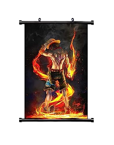 KARMA-X Großes 60x90CM 0ne-Piece Kakemono Rollbild | Anime Manga Stoffposter Wallscroll | Wanddeko Geschenk | Motiv: Ace von KARMA-X