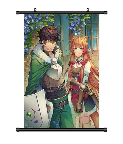 KARMA-X Großes 60x90CM Rising of the Shield Hero Kakemono Rollbild | Aufstieg des Schildhelden Anime Manga Stoffposter Wallscroll Poster | Wanddeko Geschenk | Naofumi & Raphtalia von KARMA-X