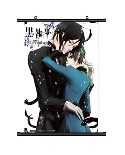 KARMA-X Großes 60x90CM Black Butler Kakemono Rollbild | Anime Manga Stoffposter Wallscroll Poster | Wanddeko Geschenk | Ciel und Sebastian von KARMA-X