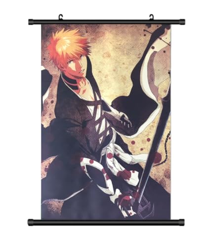 KARMA-X Großes 60x90CM Bleach Kakemono Rollbild | Anime Manga Stoffposter Wallscroll | Wanddeko Geschenk | Motiv: Ichigo von KARMA-X