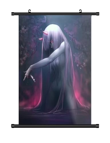 KARMA-X Großes 60x90CM Darling in the franxx Kakemono Rollbild | Anime Manga Stoffposter Wallscroll Poster | Wanddeko Geschenk | Zero Two Red von KARMA-X