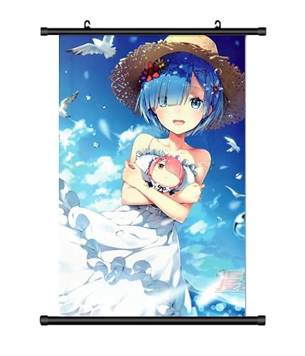 KARMA-X Großes 60x90CM Leben in einer anderen Welt von Null Re Zero Kakemono Rollbild | Anime Manga Stoffposter Wallscroll Poster | Wanddeko Geschenk | Rem von KARMA-X