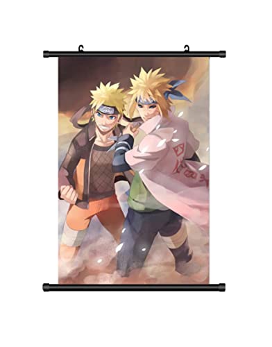 KARMA-X Großes 60x90CM Naruto Kakemono Rollbild | Anime Manga Stoffposter Wallscroll Poster | Wanddeko Geschenk | Naruto & Minato von KARMA-X