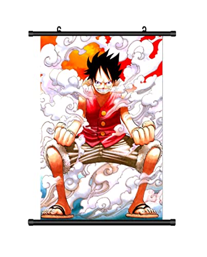 KARMA-X Großes 60x90CM One Piece Kakemono Rollbild | Anime Manga Stoffposter Wallscroll | Wanddeko Geschenk | Motiv: Ruffy Gear 2 von KARMA-X