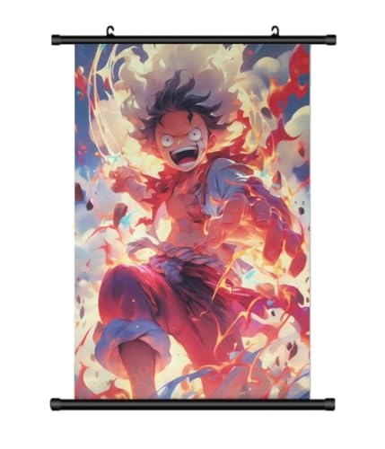 KARMA-X Großes 60x90CM One Piece Kakemono Rollbild | Anime Manga Stoffposter Wallscroll | Wanddeko Geschenk | Motiv: Ruffy Gear 5 von KARMA-X