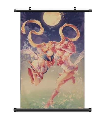 Großes 60x90CM SailorMoon Kakemono Rollbild | Anime Manga Stoffposter Wallscroll Poster | Wanddeko Geschenk | Motiv: SailorMoon & Sailor Chibi von KARMA-X