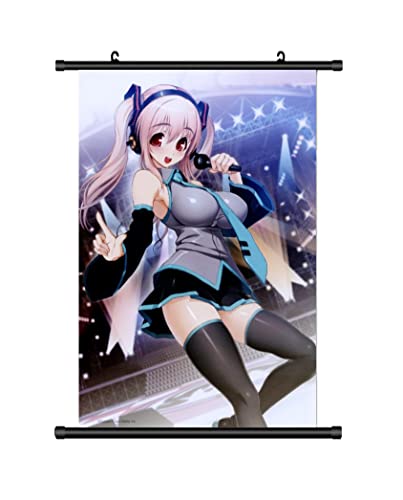 KARMA-X Großes 60x90CM Super Sonico Kakemono Rollbild | Anime Manga Stoffposter Wallscroll | Wanddeko Geschenk | Sonico von KARMA-X