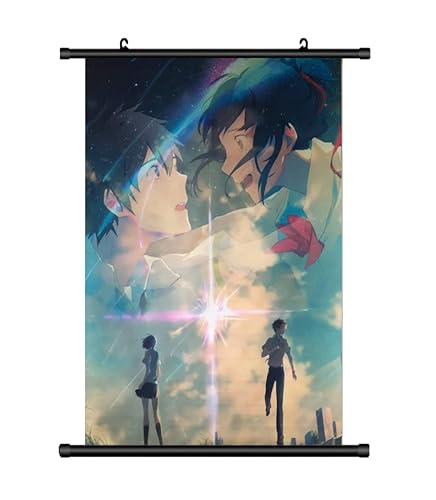 KARMA-X Großes 60x90CM Your Name Kakemono Rollbild | Anime Manga Stoffposter Wallscroll | Wanddeko Geschenk | Motiv:Taki & Mitsuha von KARMA-X