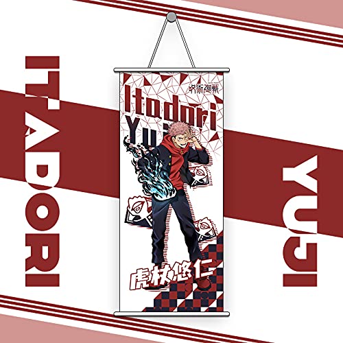 KARMA-X Großes 35x75CM Jujutsu Kaisen Kakemono Rollbild | Anime Manga Stoffposter Wallscroll Poster | Wanddeko Geschenk | Yuji von KARMA-X