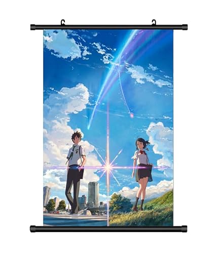 KARMA-X Großes 60x90CM Your Name Kakemono Rollbild | Anime Manga Stoffposter Wallscroll | Wanddeko Geschenk | Taki & Mitsuha von KARMA-X