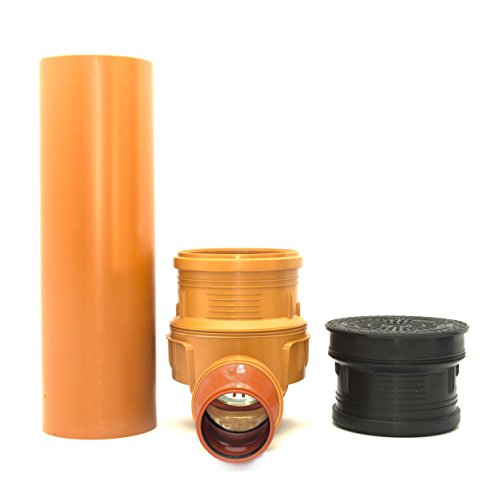KG Schacht Kontrollschacht Revisionsschacht mit Rückstauklappe DN315 / 2 x DN110, Schachtdeckel voll Wasserdicht Geruchverschluss, Rohr - Komplett SET KG Schacht Kontrollschacht Revisionsschacht mit Rückstauklappe DN315 / 2 x DN110, Schachtdeckel voll Wasserdicht Geruchverschluss, Rohr - Komplett SET von KARMAT