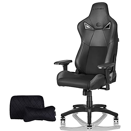 KARNOX BK Gaming Stuhl Racing Stuhl Gaming Chair Gamer Stühle Ergonomischer Computerstuhl Schreibtischstuhl Einstellbarer Neigungswinkel PC Stuhl 4D verstellbare Armlehnen Schwarz von KARNOX