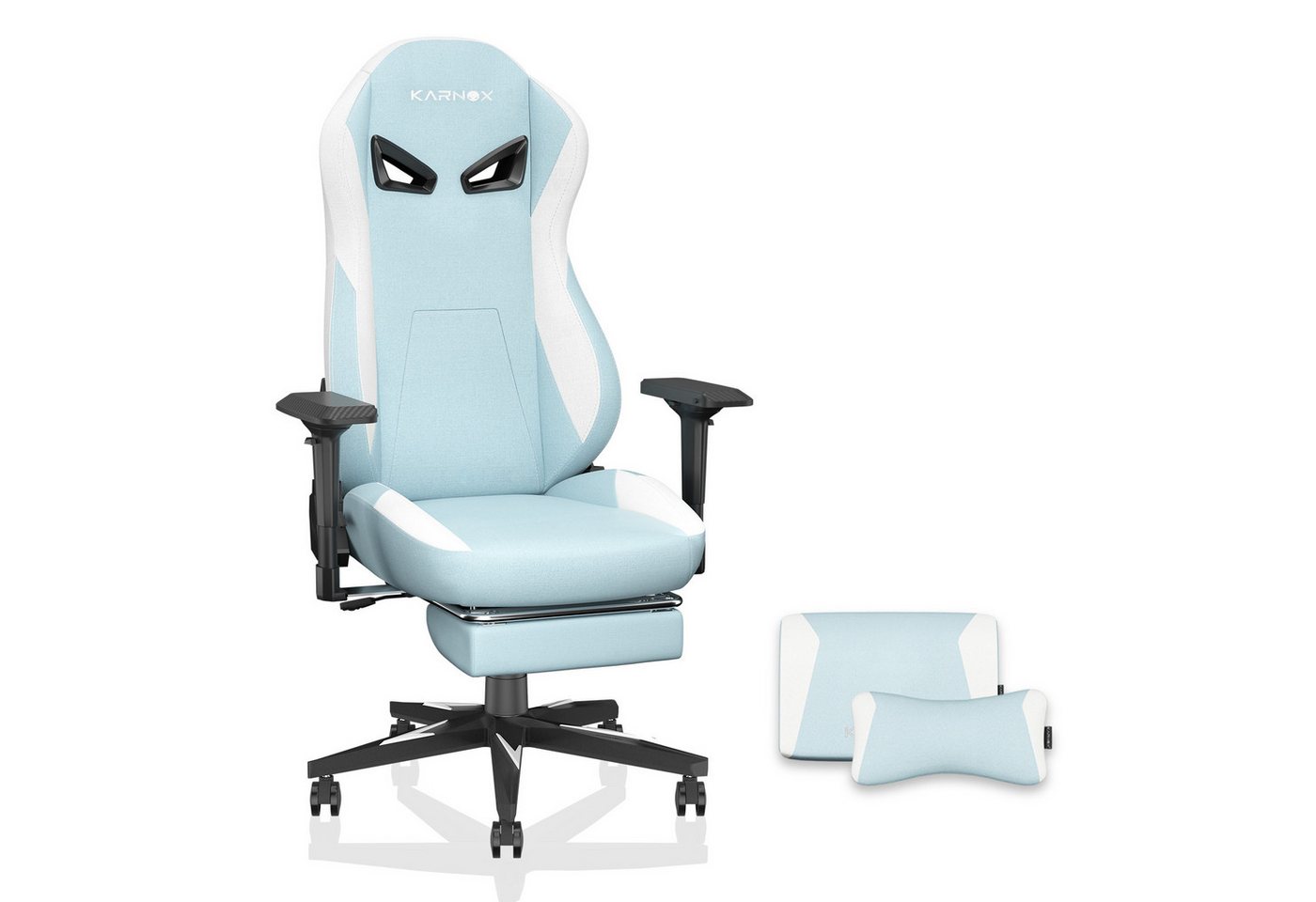 KARNOX Gaming-Stuhl (1-teilig), Ergonomischer Gaming-Stuhl mit Stoffbezug, 4D-Armlehnen, Fußstütze. von KARNOX