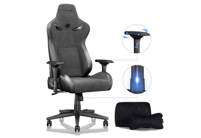 KARNOX Gaming-Stuhl Bürostuhl Ergonomisch Wippfunktion bis zu 155° Schreibtischstuhl (Ergonomische Stuhl, Integrierter 3D-verstärkter Stahlrahmen, 4D Carbonfaser-Armlehnen), Sitzhöhe verstellbar um 10 cm, 360° kratzfeste, geräuscharme PU-Rollen von KARNOX
