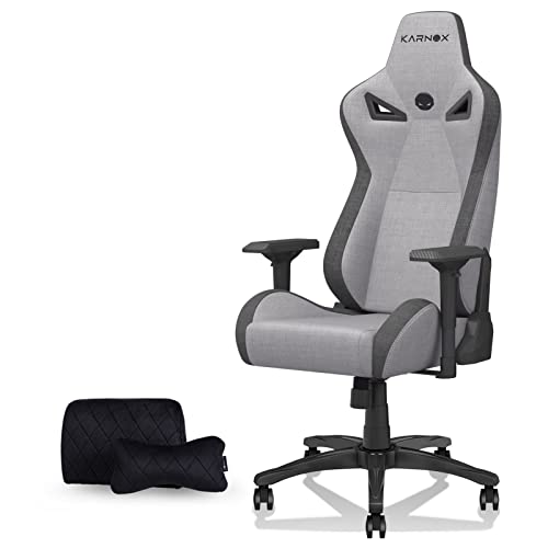KARNOX Gaming Stuhl Stoff Gamer Ergonomischer Stühle Gaming Sessel Gaming Chair Bürostuhl Schreibtischstuhl Computerstuhl Stuhl 4D Armlehne höhenverstellbar 155°Neigungswinkel Legend grau von KARNOX
