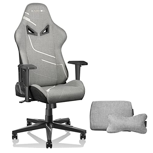 KARNOX Gaming Stuhl Stoff Racing Stuhl Gamer Ergonomischer Computerstuhl Bürostuhl Schreibtischstuhl hohe rückenlehne Wippfunktion 155 Grad Neigungswinkel Kinder Silbergrau von KARNOX