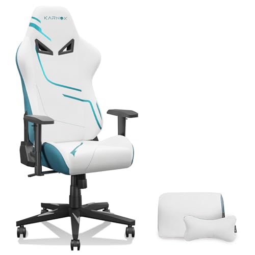 KARNOX Gaming Stuhl Stoff Racing Stuhl Gamer Ergonomischer Computerstuhl Schreibtischstuhl hohe rückenlehne Wippfunktion 155 Grad Neigungswinkel Blau-Grau von KARNOX