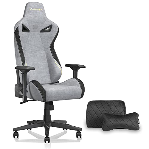 KARNOX Legend TR Gaming-Stuhl, ergonomischer Büro-Schreibtischstuhl, Racing-PC-Stuhl, hohe Rückenlehne, Chefsessel mit Kopfstütze und Lendenwirbelstütze, 360 Grad drehbar, Computerstuhl, Hellgrau … von KARNOX