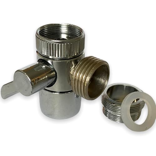 T-Adapter Wasser Umstellventil Umlenkventil für Wasserhahn – M22 Außengewinde / M24 Innengewinde auf 1/2 Zoll, Zweiwegehahn aus verchromtem Messing T-Adapter Wasser Umstellventil Umlenkventil für Wasserhahn – M22 Außengewinde / M24 Innengewinde auf 1/2 Zoll, Zweiwegehahn aus verchromtem Messing von KARP