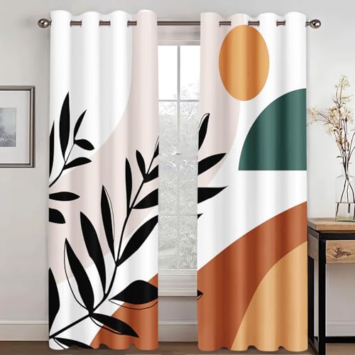KARPIX Abstrakt Kunst Vorhang Blickdicht, Mitte des Jahrhunderts Terracotta Moderne Fenstervorhang Polyester mit Ösen für Schlafzimmer Wohnzimmer (5,220x215cm(2x110x215cm)) von KARPIX