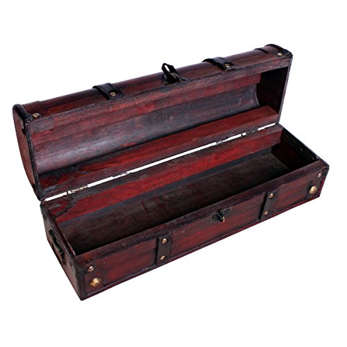 Schatztruhe Holztruhe Schatzkiste Kiste Piratenkiste mit Metallbeschlägen Antikoptik Holz Box Truhe Bar Schmuckkasten Weintruhe Aufbewahrungsbox Holz Optik Schmuckkiste Schmuckbox Grösse S SK004 von Karry