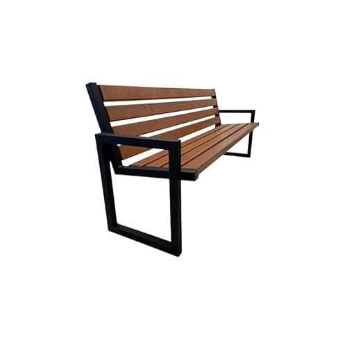 KARSTAL Drezno L Gartenbank, 166 cm – robuste Gartenbank Metall mit Holzoptik – Sitzbank Outdoor, geeignet für Garten, Park oder öffentliche Flächen – Nussbaum – Bodenmontage von KARSTAL