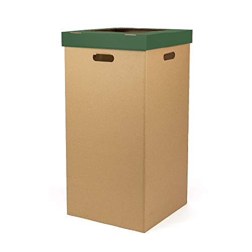 KARTOX Only Boxes Papierkorb aus Karton, mit Deckel, 34,2 x 34,2 x 68 cm, Grün von ONLY BOXES