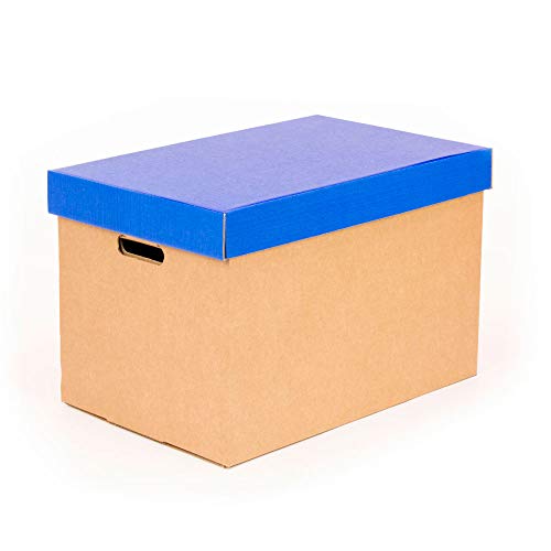 ONLY BOXES, Aufbewahrungsboxen mit Deckel blau matt, Umzugskartons und Aufbewahrungsboxen aus Karton mit Griffen, sehr stabiler Karton, 53,2 x 33,1 x 32,5 cm (L x B x H) in cm, 2 Stück von ONLY BOXES