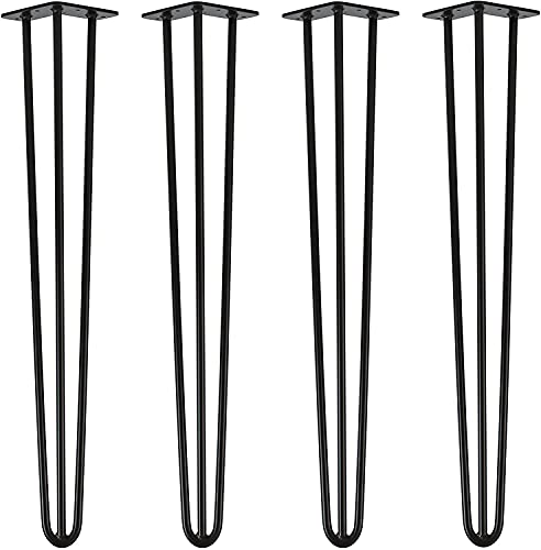 KASAN Möbelfüße 4 Stück Tischbeine Hairpin Legs Tischbeine Metall Haarnadel Tischbein Möbelfüße Metall Couchtisch Füße Perfekt Für Möbel DIY-Projekt 1(Size:65cm (26inch),Color:Black) von KASAN