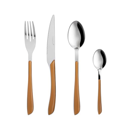 Generico 1 24er Set APHRODITE BESTECK MIT BRAUNEM GRIFF, Edelstahl von KASANOVA