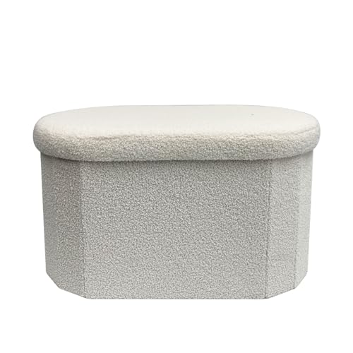 Generico 1 Weiße ovale Truhe cm 71x40x40, Polyester MDF-Faserplatte Polypropylen Polyurethan von KASANOVA