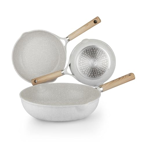 KASANOVA, Antihaft-Kochgeschirrset Belly Cosy, Antihaft-Kochgeschirr mit kratz- und abriebfestem Beschichtung und Soft-Touch-Griff. (3 Teile) von KASANOVA