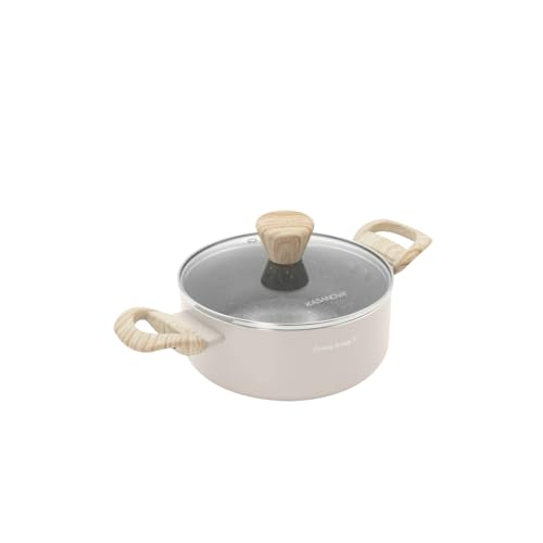 KASANOVA 1 18 cm Taupefarbene Auflaufform mit Cooking Therapy Logo – mit Deckel, Gepresstes Aluminium Bakelit Glas von KASANOVA