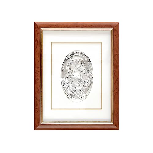 KASANOVA 1 Bild ASTA Walnuss Madonna mit Kind CM 52X66, Holz Miro' Silbermetall von KASANOVA