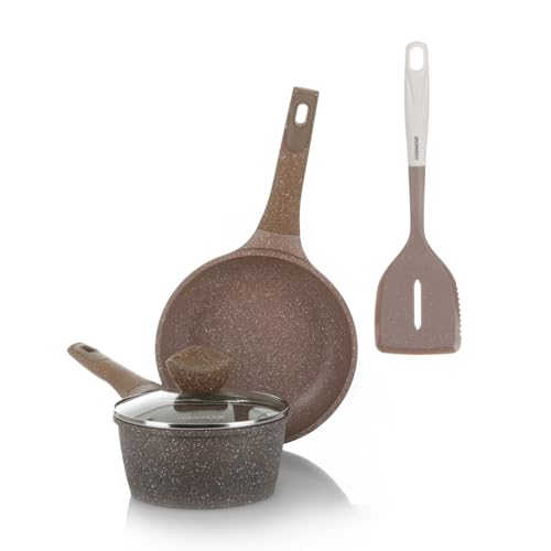 KASANOVA Antihaft-Topfset 0% Fett, Induktionskochgeschirr für alle Kochfelder, Pfannen- und Topfset mit 4-Schicht-Antihaftbeschichtung und modernem Design (4) von KASANOVA