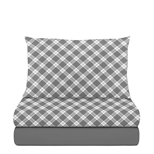 Kasanova 1 Komplettes Einzelbett-Set Scottish Grey 441, Baumwolle, Gray von KASANOVA
