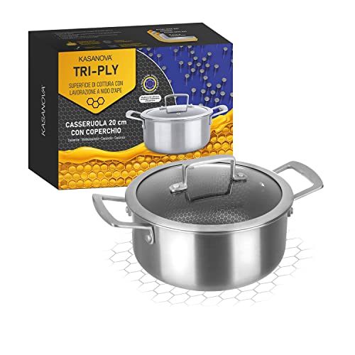 KASANOVA Kochtopf 20 cm mit 3-lagigem Deckel Dreilagig grau Kochen KASANOVA Kochtopf 20 cm mit 3-lagigem Deckel Dreilagig grau Kochen von KASANOVA