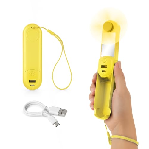 KASANOVA Miniventilator gelb mit Spiegel, Powerbank und Taschenlampe von KASANOVA