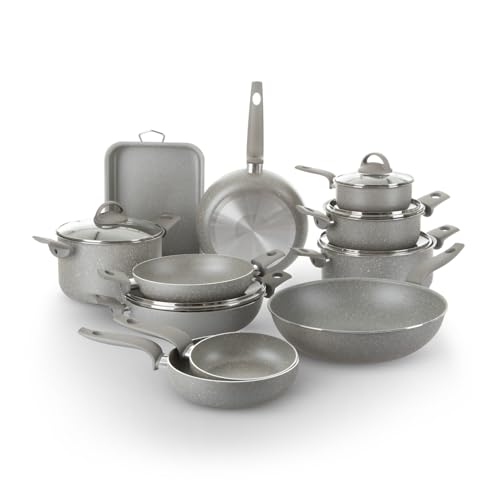 KASANOVA Set Töpfe für traditionelle Kochfelder, antihaftbeschichtetes Töpfe-Set, Kochgeschirr-Set, gesundes, schnelles und gleichmäßiges Kochen. Hergestellt in Italien. (16 teile) von KASANOVA