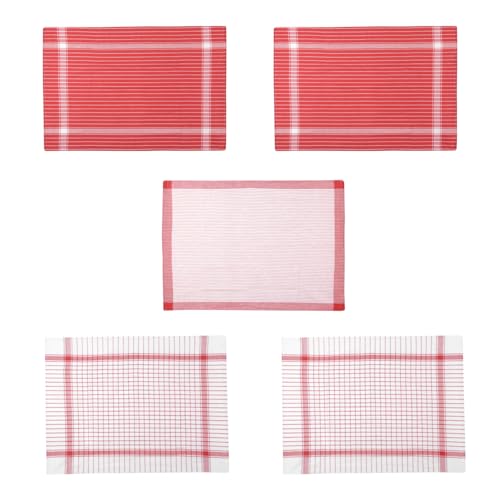 KASANOVA Set mit 5 Geschirrtüchern 50 x 70 cm rot aus Baumwolle von KASANOVA