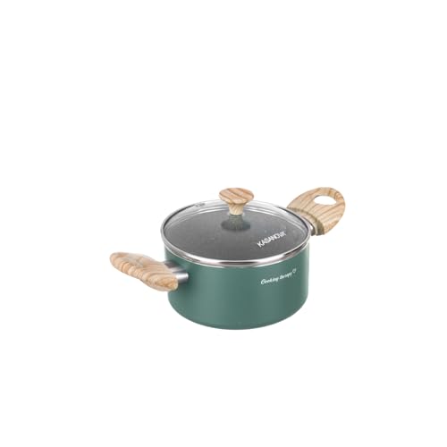 Mini-Kochtopf 14 cm mit Aufschrift Cooking Therapy und Deckel, Grün von KASANOVA