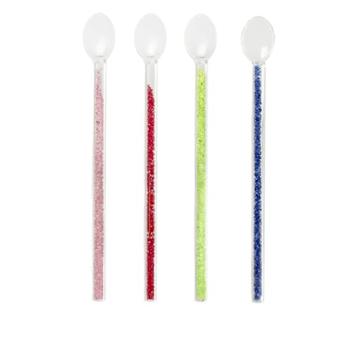 Set mit 4 langen Löffeln aus Glas mit Glitzer von KASANOVA
