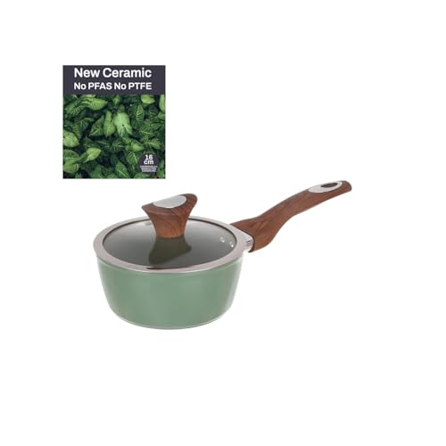 Stielkasserolle 16 cm mit grünem Deckel New Ceramic Stielkasserolle 16 cm mit grünem Deckel New Ceramic von KASANOVA