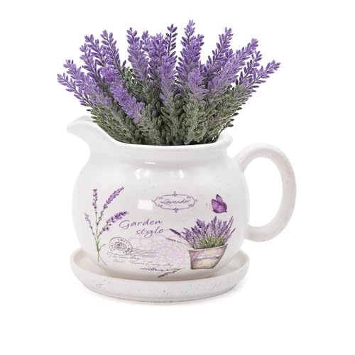 Übertopf Krug aus Keramik mit Lavendel 18 x 24 cm von KASANOVA