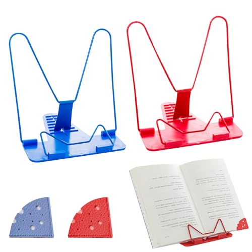 KASESSS 2 Stück Buchständer, Metall Buchhalter, Leseständer Faltbarer, Buchhalter Leseständer mit Lesezeichen, Buchständer Kinder Multifunktionales, Bücherständer für Büro Schule Bibliothek Zuhause von KASESSS