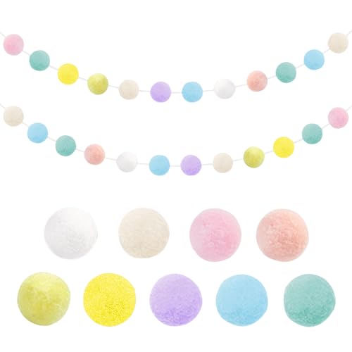 KASESSS 2 Stück Bunte Filzkugeln Girlanden, 19.6Ft Pompons Deko mit 60 Kugeln Filz Ball, Filzkugeln Pastell Girlande, Pompom Girlande Regenbogenfarbene für Wand Deko Party Christbaum Geburtstagsfeier KASESSS 2 Stück Bunte Filzkugeln Girlanden, 19.6Ft Pompons Deko mit 60 Kugeln Filz Ball, Filzkugeln Pastell Girlande, Pompom Girlande Regenbogenfarbene für Wand Deko Party Christbaum Geburtstagsfeier von KASESSS