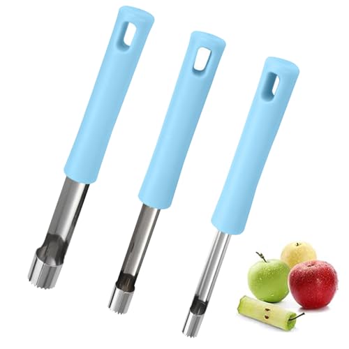 KASESSS 3 Stück Apfelentkerner, Apfelausstecher Edelstahl, Apfelkernausstecher Durable, Apfelstecher, Kerngehäuse Ausstecher Apfel Einfach zu Bedienen, Apple Corer für Home, Küche (Blau) von KASESSS