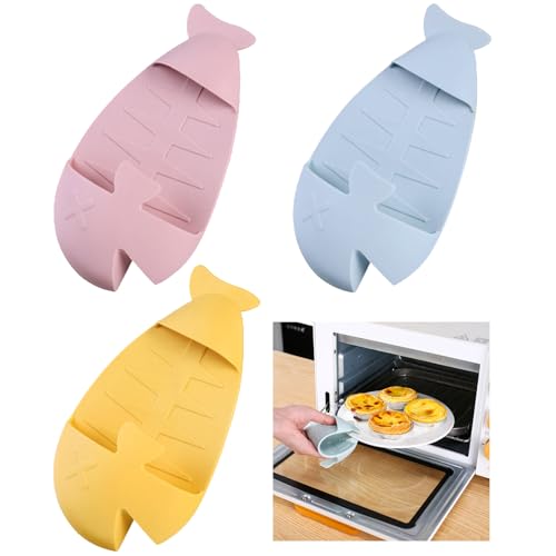 KASESSS 3Stück Silikon Topflappen Handschuh, Mini Topfgriff Hitzeschutz, Verdicken Ofenhandschuhe Hitzebestaendig, Niedlich Topfhandschuhe, Anti-Rutsch Backhandschuhe für Küche Kochen Backen(3 Farben) von KASESSS